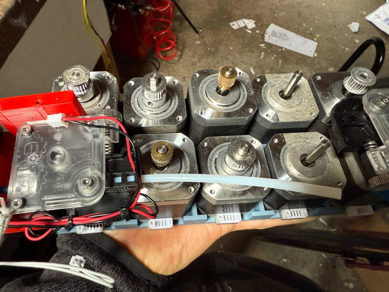 10 nema 7 motors in 3d printed motor holder