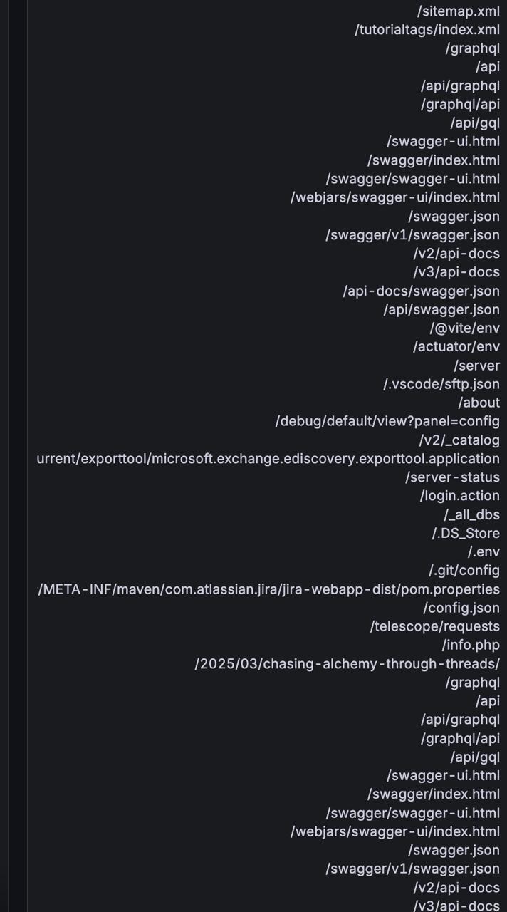 List of paths tried to access on my web server